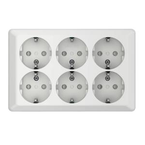 Socket 6-Way With Earth 16A 250V IP21 Fjällvit Elko