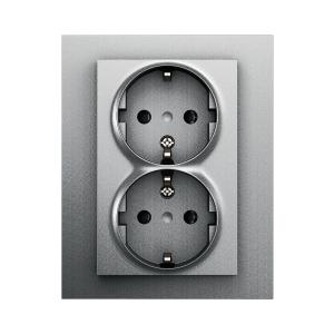 Outlet 2-Way Fast With Earth Plastic 16A 250V IP20 Aluminum Elko