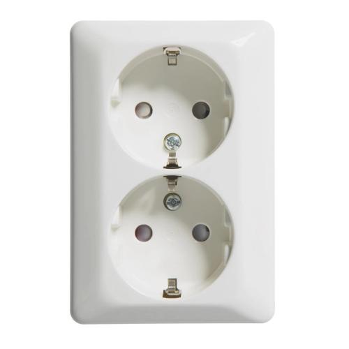 Stikkontakt 2-Vejs UTV Med Jordgardin 16A 250V Bjerg Hvid Elko