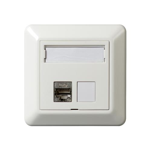 Uttag Rak 1x8 STP C6A ToolLess Fjällvit 5st Elko