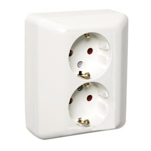 Uttag 2-Vägs Med Jord 250V 16A IP20 Fjällvit 10st Elko
