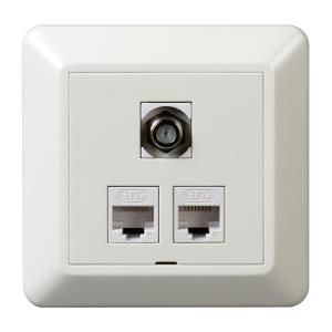 Socket 2XRJ45/1XF-F Female IP20 White Elko