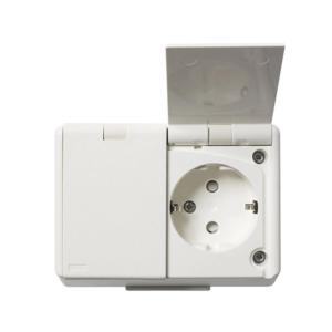 Socket 2-Way UTP With Earth Separate Feed 16A IP44 Mountain White Elko