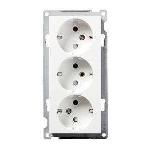 Socket 3-Way Out With Ground Screw RS16 16A 250V Pure White Elko