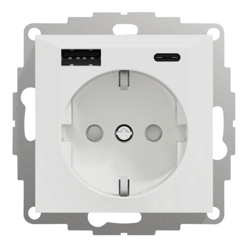 Ladduttag USB A+C Schuco 3A IP20 Fjällvit Elko
