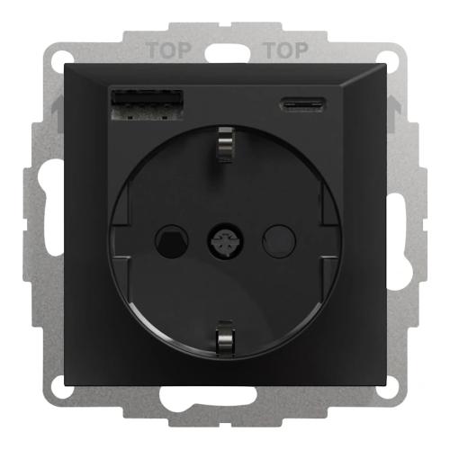 Ladestik USB A+C Schuco 3A IP20 Sort Elko