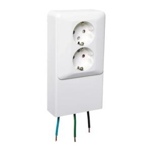 Socket Outlet 2-Way RS With Earth 16A 250V IP21 Pure White ​Elko