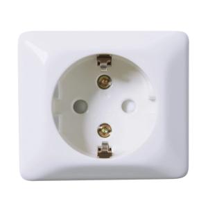 Socket 1-Way RS With Earth Screw Connection UTV 16A 250V Pure White Elko