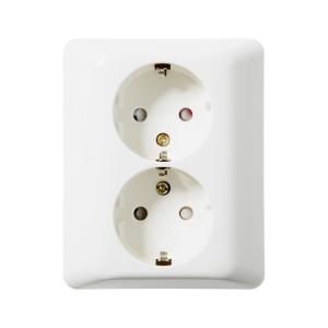 Socket 2-Way With Earth 250V 16A Pure White Elko