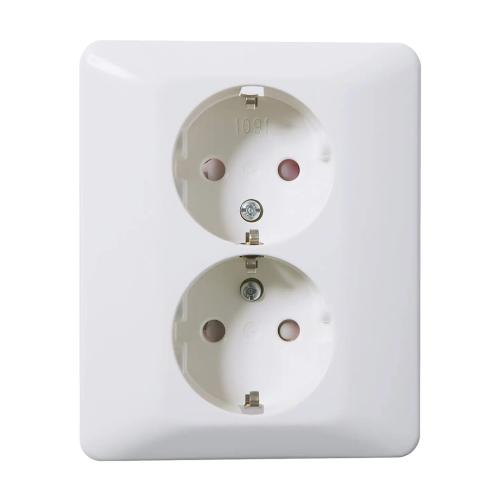 Uttag 2-Vägs Infällt Med Jord Låg Delad 16A 440V Renvit Elko