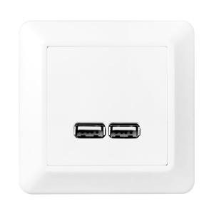 USB Charging Socket 2.1A IP21 Pure White Elko