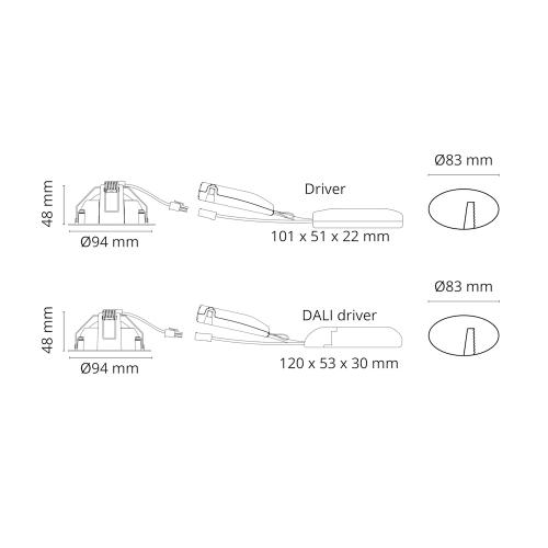 Downlight Junistar Borstat stål LUX 2700K LED 7W, SG Armaturen 902503