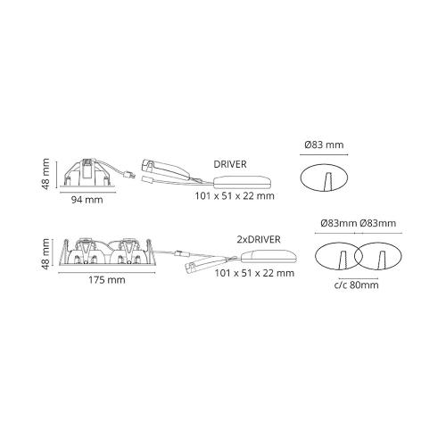 Downlight Junistar Square Borstat Stål LED 7W, SG Armaturen 902584