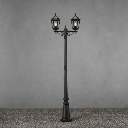 Firenze 2-Arm Stolplykta Inklusive Stolpe E27 220cm 230-240V IP43 Svart Konstsmide