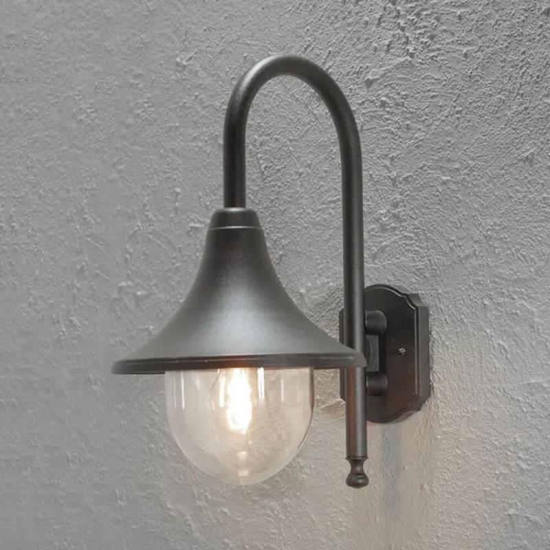 Bari Vägglykta Ned E27 230-240V IP44 Svart Konstsmide