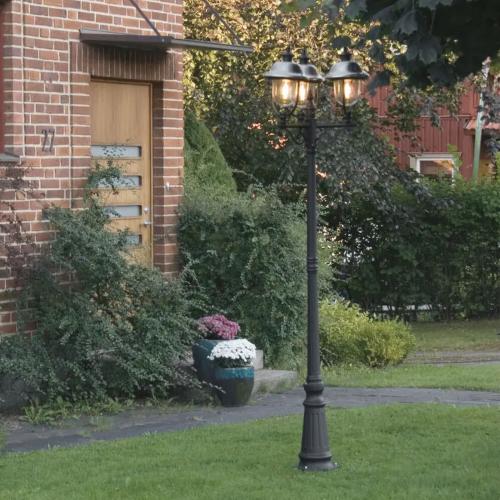 Parma 3-Armet Stolpelampe Med Stolpe E27 230-240V IP43 Sort Konstsmide