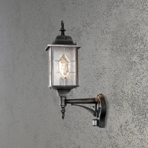 Milano Væglampe PIR E27 230-240V IP43 Sort Konstsmide