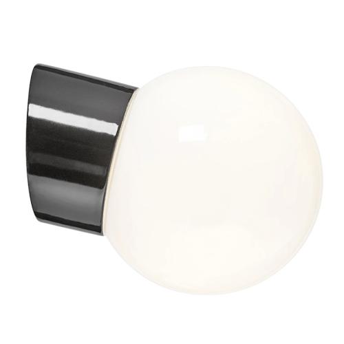 Classic Glob blankt opalglas Ø 150 mm svart IP54 sned