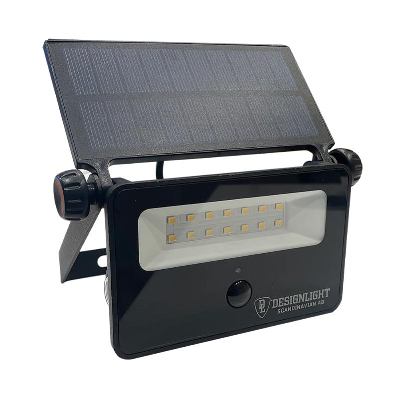 Batteridriven Strålkastare Med Solcell Och PIR Sensor 16W IP65 Designlight