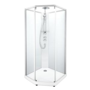 Contura Shower, Showerama Comfort Pentagonal Shower Cabin, 90x80x215cm, White, Matt Glass