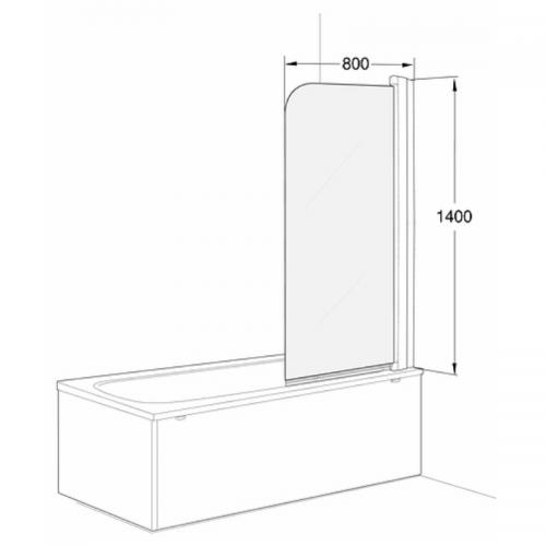 Ifö Space SPXK Badkarsvägg 800x1400 Natur/Klarglas