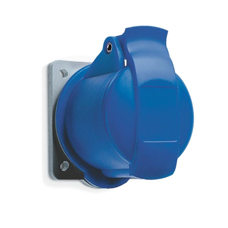 Amphenol Vägguttag 16A 250V CEE 216-6 IP44 Panel Blå