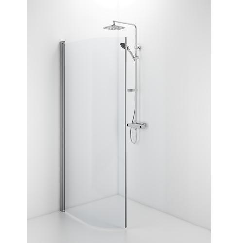 Contura Shower, Space Duschdörr Bockad, Handtagslist, 2000x741mm, Vit, Glas Transparent