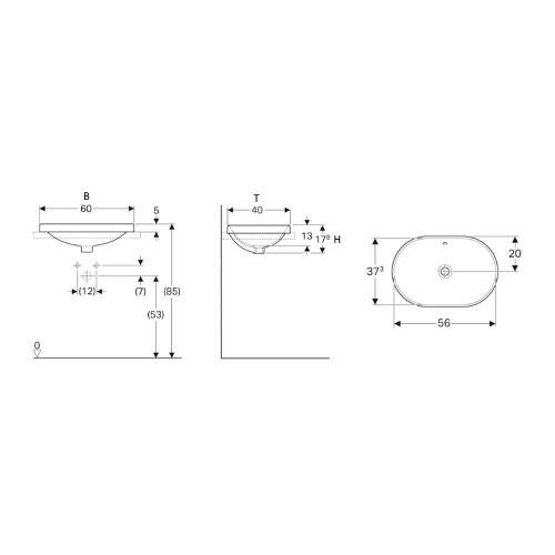Geberit VariForm Built-In Washbasin Elliptical 60cm White