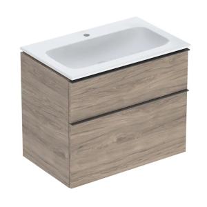 Geberit iCon Sats Möbeltvättställ 75x63x48cm Valnöt Hickory Melamin Trästruktur