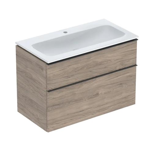 Geberit iCon Set Furniture Washbasin 90x63x48cm Walnut Hickory Melamine Wood Structure