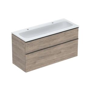 Geberit iCon Sæt Møbelhåndvask Tyndt Design 120x63x48cm Valnød Hickory Melamin Træstruktur