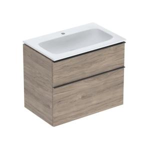 Geberit iCon Sats Möbeltvättställ 75x63x48cm Valnöt Hickory Melamin Trästruktur