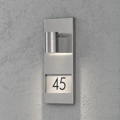Modena Væglampe Med Husnummer GU10 230-240V IP44 Rustfrit Stål Konstsmide
