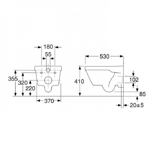 Gustavsberg Toalettskål 5G84 Hygienic Flush Vägghängd inkl SC/QR Hårdsits