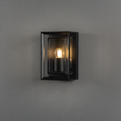 Brindisi Mini Væglampe E27 230-240V IP54 Sort Med Klart Glas Konstsmide