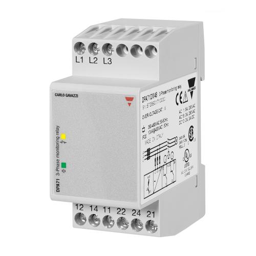 Spændingsrelæ 3-Faset Fasesekvens/Fasefejl Norm 380-480VAC Carlo Gavazzi