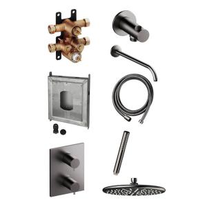 Damixa Silhouet HS1 Built-In TMC Kit Ceiling Shower Set Brushed Graphite Grey PVD