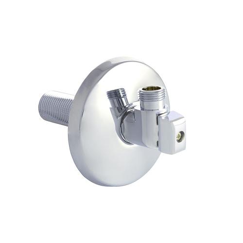 Tilslutningskobling Med Vinkel Og Lukke Ned G15xG10, Udvendigt Gevind, Chrom