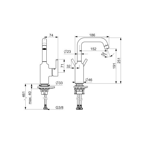 Oras Optima Tvättställsblandare 152mm Krom