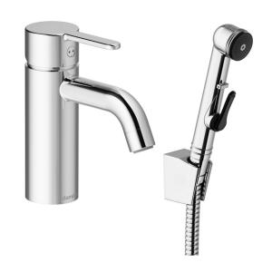 Damixa Silhouet Small Washbasin Mixer With Side Shower Chrome