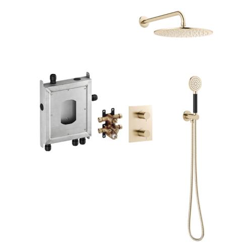 Mora INXX II Shower System Wall SE Borstad Mässing, Inbyggnad