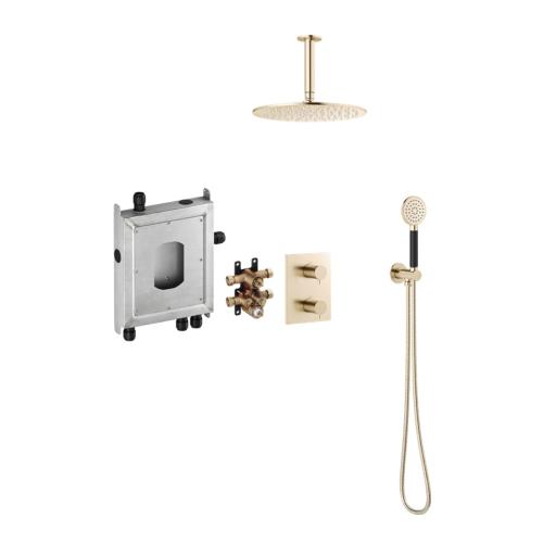 Mora INXX II Shower System Ceiling SE Borstad Mässing, Inbyggnad