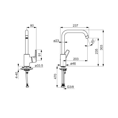 Oras Swea ECO Köksblandare 203mm Krom