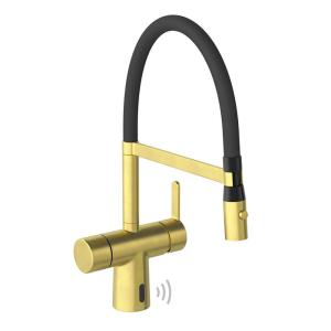 Damixa Silhouet Touchless Pro Sensor Kitchen Faucet 12V AC/DC Brushed Brass PVD