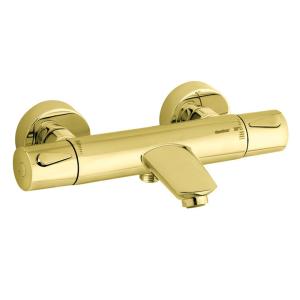 Damixa Silhouet Tub And Shower Mixer Thermostat 150mm Polished Brass PVD