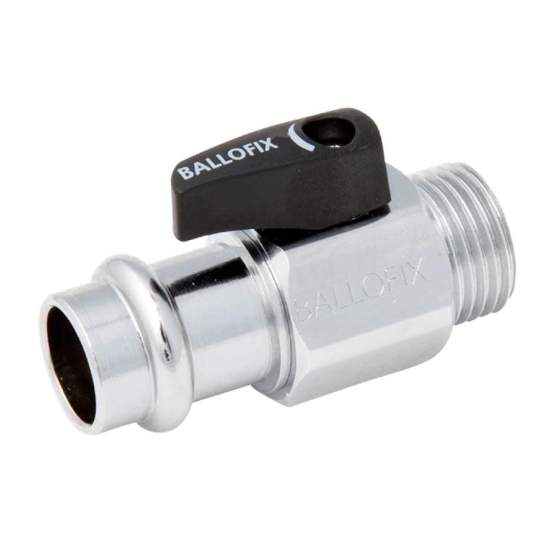 Ballofix Kulventil 543 Rak Med Vred 12mmxR15 Grå