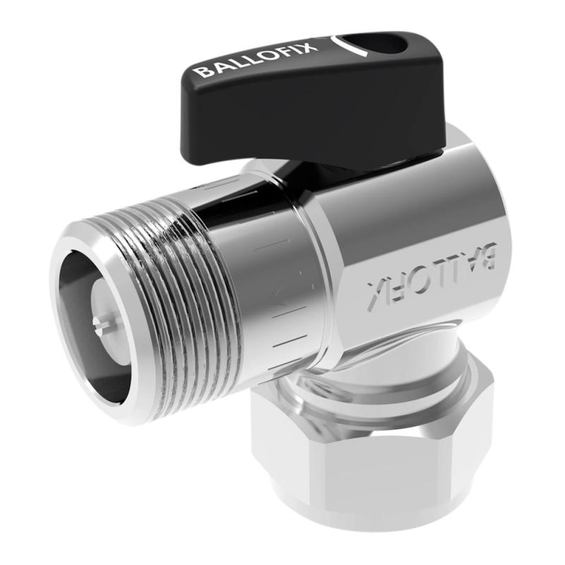 Ballofix Vinkelkulventil Med Backventil 15mmxG15x90° Krom