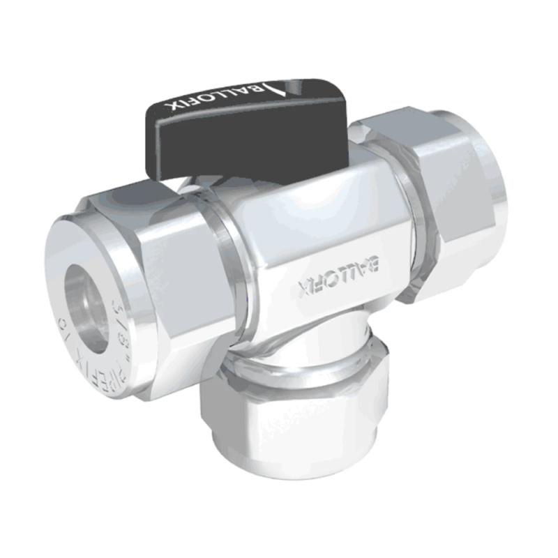 Ballofix T-Kulventil 530 Med Vred 12x15x12mm Krom