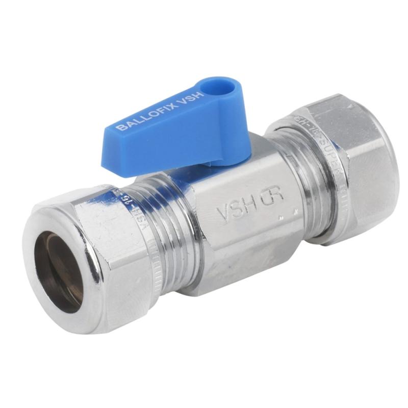 Ballofix Kulventil VSH CU 16x12mm Rak Med Vred Krom 10st