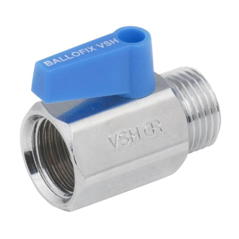 Ballofix Kulventil VSH Invändig/Utvändig Rak Med Vred R10mm Krom 10st
